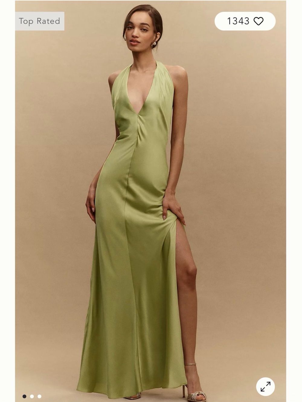 BHLDN Celeste Plunge Satin Maxi Dress